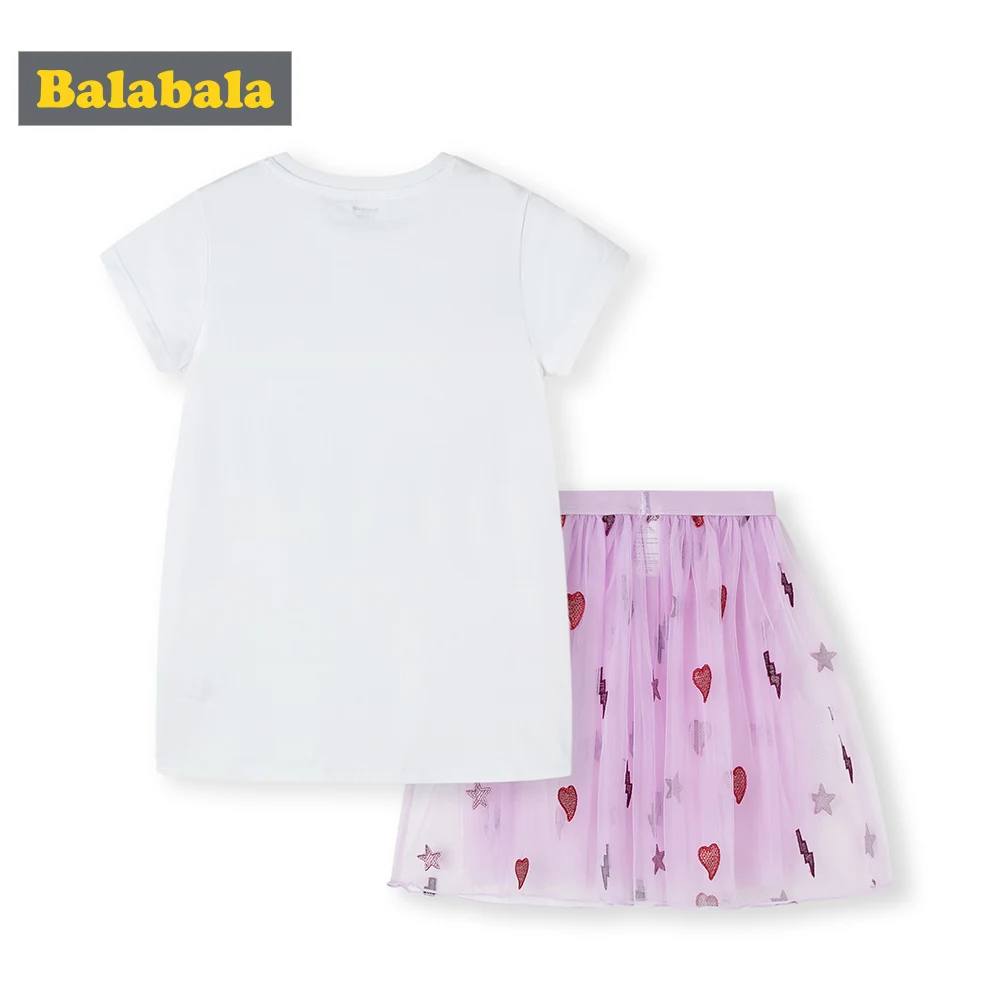 BalabalaChildren/комплект одежды для девочек летние костюмы новинка 2019 Детская футболка