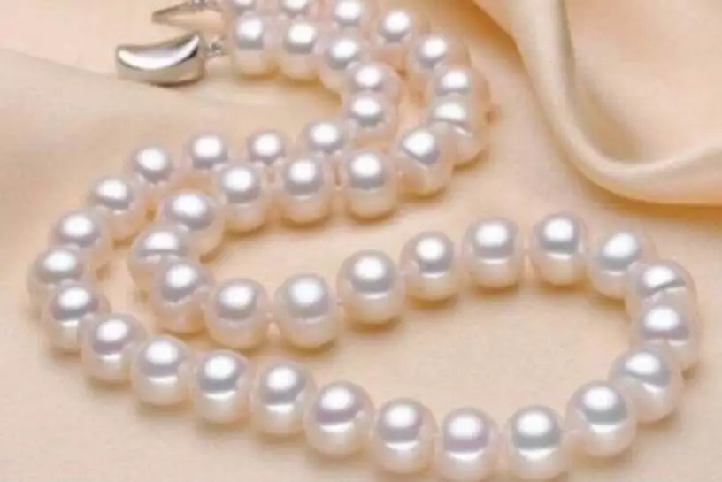 Charming Natural 9-10mm White Pearl Necklace 18" 36" | Украшения и аксессуары