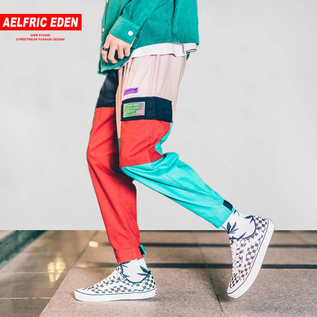 Aelfric Eden винтажные цветные спортивные штаны 2018 в стиле хип хоп мужские Лоскутные