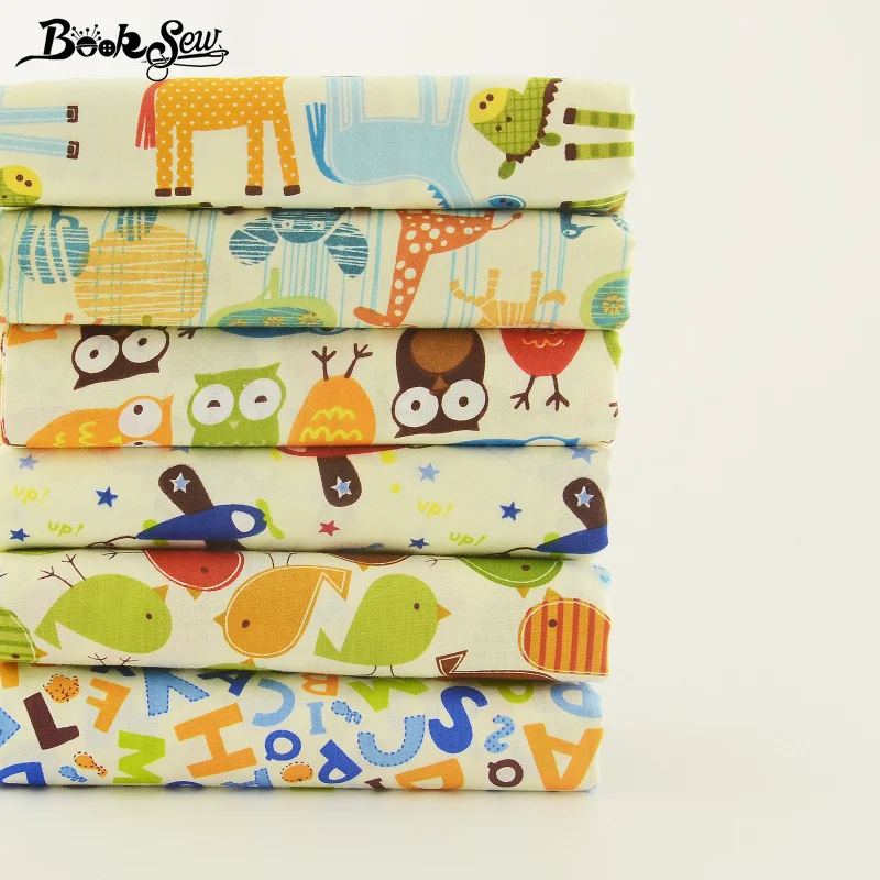 Комплект хлопчатобумажной ткани Booksew 6 шт./лот милая мультяшная дизайнерская