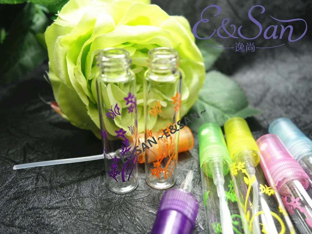 

Small LG01YH-5ML trombone printed pattern perfume glass spray bottle 102pcs/lot