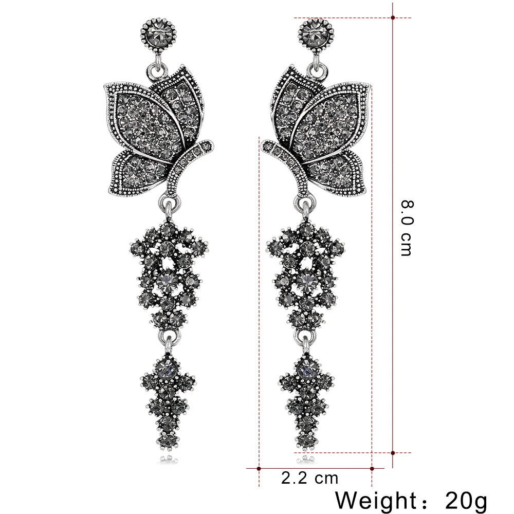 Indian Vintage Alloy Butterfly Tassel Earrings with Stones for Women Girls Wedding Dangle Jewelry | Украшения и аксессуары