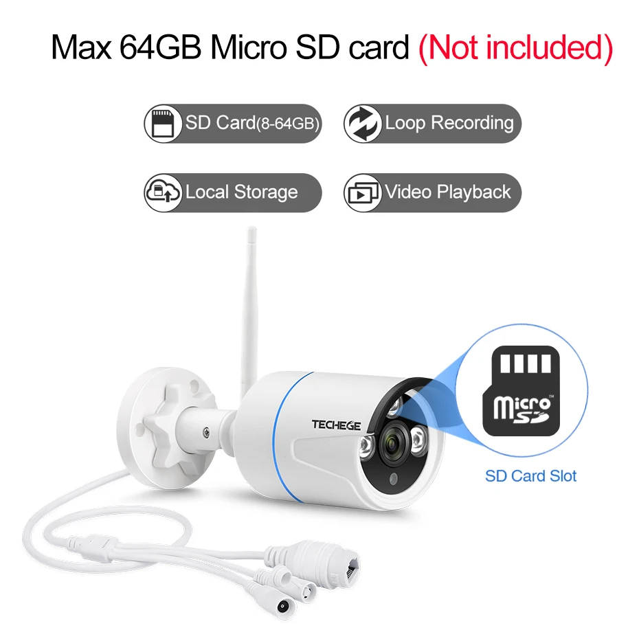 Techege HD Wifi наружная ip-камера 1080P Водонепроницаемая 2.0MP беспроводная камера