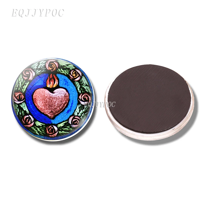 PACK OF 1 Священный крест, сердце, пятнистый магнит на холодильник, винтажный стеклянный кабошон, ретро магниты на холодильник, наклейки на холодильник с Иисусом-Кристианом, домашний декор - Цвет: PACK OF 1