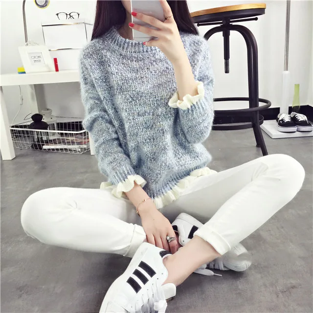 Женский вязаный свитер новинка 2021 модные топы с длинными рукавами и круглым