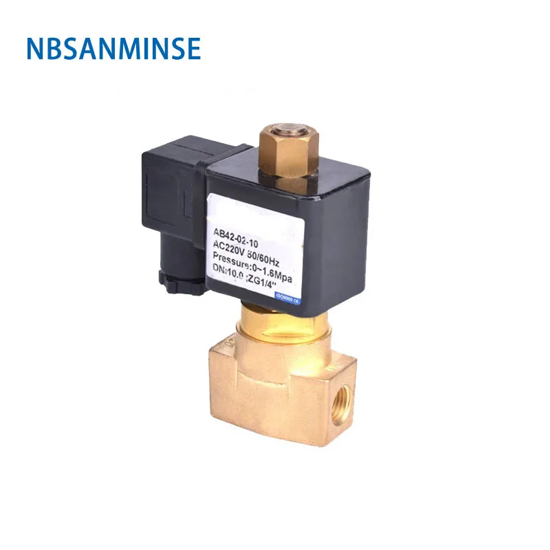 NBSANMINSE CKD Type Two way two position brass solenoid valve AC220V DC24V DC12V Direct Acting 0-1.6mpa AB42-02-10 Normally Open |