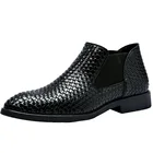 Мужские кожаные туфли, дизайнерские брендовые плетеные туфли, Мужская классическая обувь, обувь до щиколотки, модная мужская обувь для бизнеса и офиса