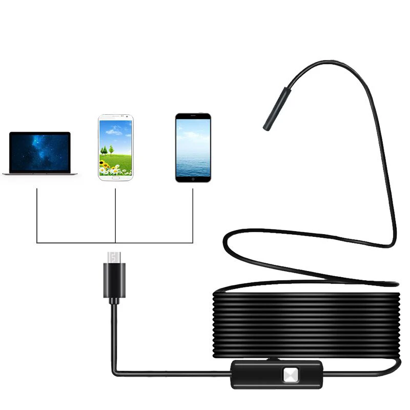 5 мм объектив 1 м/1 м/2 м мягкий проводной эндоскоп камера Android USB Borescopes мини