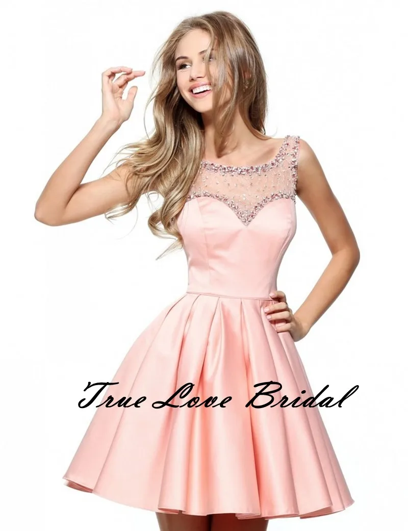 Elegant Spaghetti Strap Beaded Pink Short Prom Dresses 2017 Above Knee Girls Party Cocktail | Свадьбы и торжества
