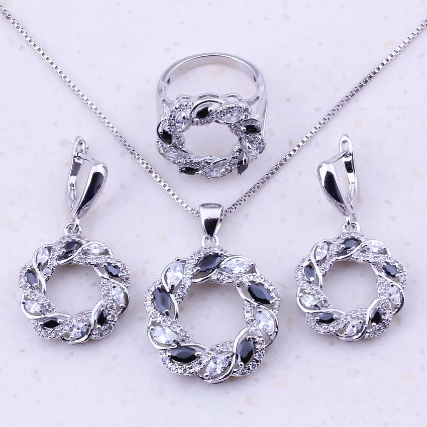 Высокое качество Черный Кристалл & Белый AAA Циркон Ювелирные наборы для женщин