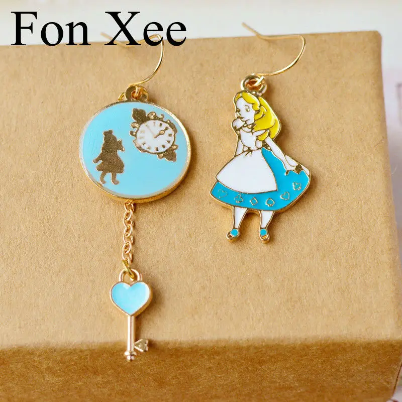 Женские Висячие серьги Fon XEE с эмалью Алисы в стране чудес длинным рукавом подарок