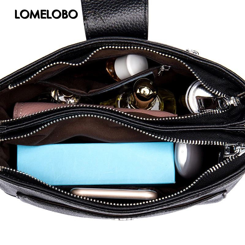 

Lomelobo Multi Zipper Pocket Women Leather Bag Small Shoulder Messenger Bag Designer Handbags High Quality Crossbody Bag HBL8608