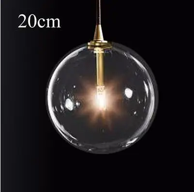 Size 20cm LukLoy современный прозрачный стеклянный шар подвесной светильник винтажный Лофт кухня Остров гостиная прикроватная простая Ретро Подвесная лампа - Цвет корпуса: Size 20cm