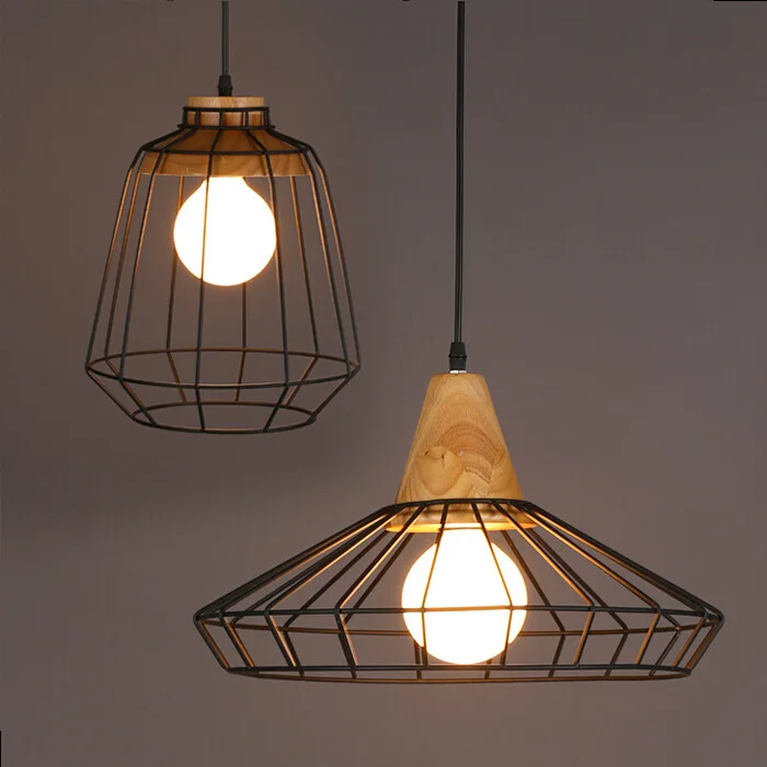 Marmenkina LOFT Modern Minimalist Wood Iron Cage Industrial Pendant lamp Bar Table Cafe Restaurant Indoor E27 110V 220V 230V | Освещение