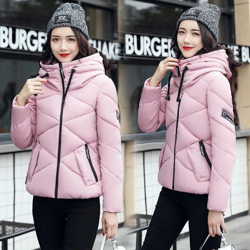 

2018 Season Suit New Pattern Girl Self-cultivation Short Fund Cotton-padded Jacket Coat Bring Hat Student Fashion Clothes40