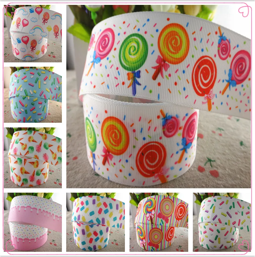 18081808 1-1/2 &quot38 мм 50 ярдов конфеты печатных grosgrain ленты DIY волос банты ручной работы