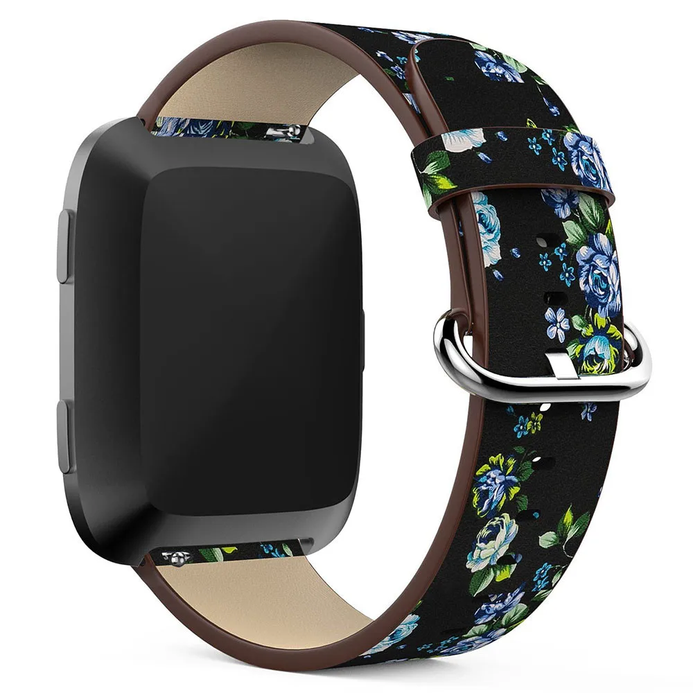 Кожаный браслет с цветочным принтом для Fitbit Versa, Сменные аксессуары для часов, ремешки