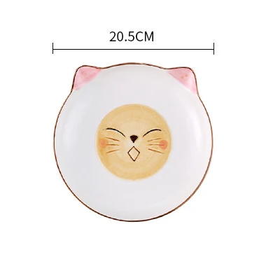 Yellow 20.5cm plate Японская и Корейская креативная керамическая тарелка для завтрака и стейка, детская тарелка с фруктами, ручная роспись, блюдо с животными, мультяшная миска, набор посуды - Цвет: Yellow 20.5cm plate