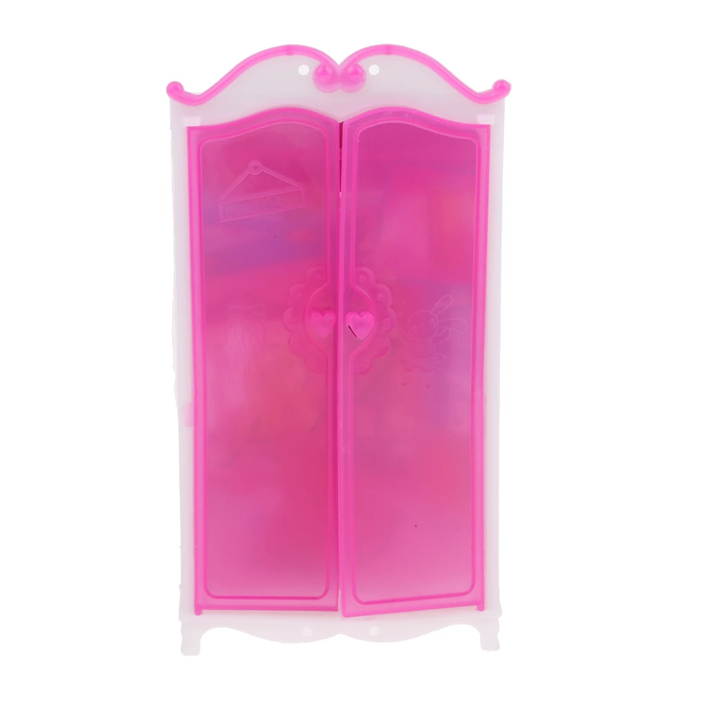 

Rosy Closet Wardrobe Princess Bedroom Furniture for 30cm Dollhouse Decor Doll Pretend Toys Doll Accessory