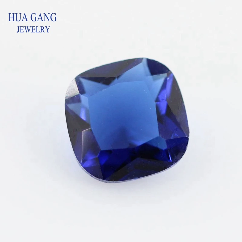 

Blue Color Cushion Cut Shape Princess Cut Loose Glass Beads Synthetic Gems For Jewelry Size 3x3~15x15mm Free Shipping