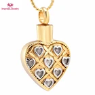 W006 Golden урна в виде сердца ожерелье для праха памятный сувенир для кремации ювелирных изделий памятные урны кулон для животныхженщин