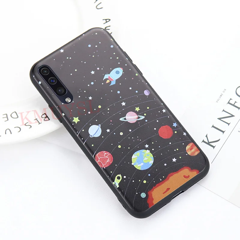 Матовый чехол для samsung Galaxy A50 чехол с рисунком, силиконовый чехол для телефона для samsung Galaxy A30 A40 A70 M10 M20 черный кожаный чехол Капа