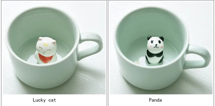 Креативная маленькая керамическая молочная кружка с животными, милая мультяшная трехмерная кофейная кружка, термостойкая кружка из Celadon