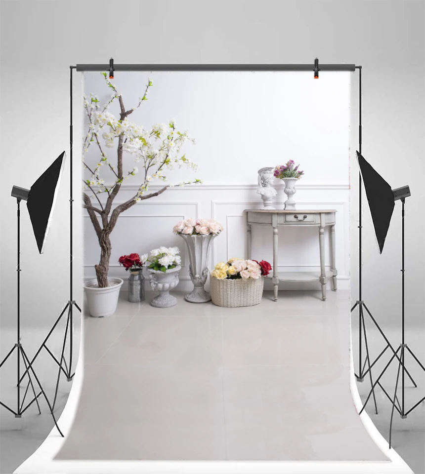 Laeacco Boudoir интерьер стол цветы корзина детская фотография фоны индивидуальные