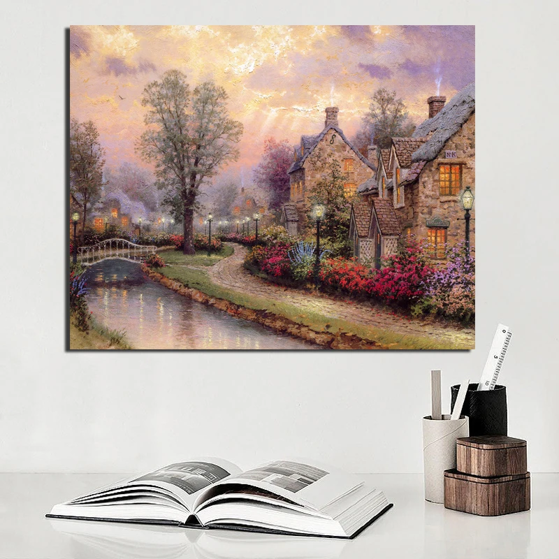 Обои Thomas Kinkade искусственная кожа холст живопись гостиная домашний декор