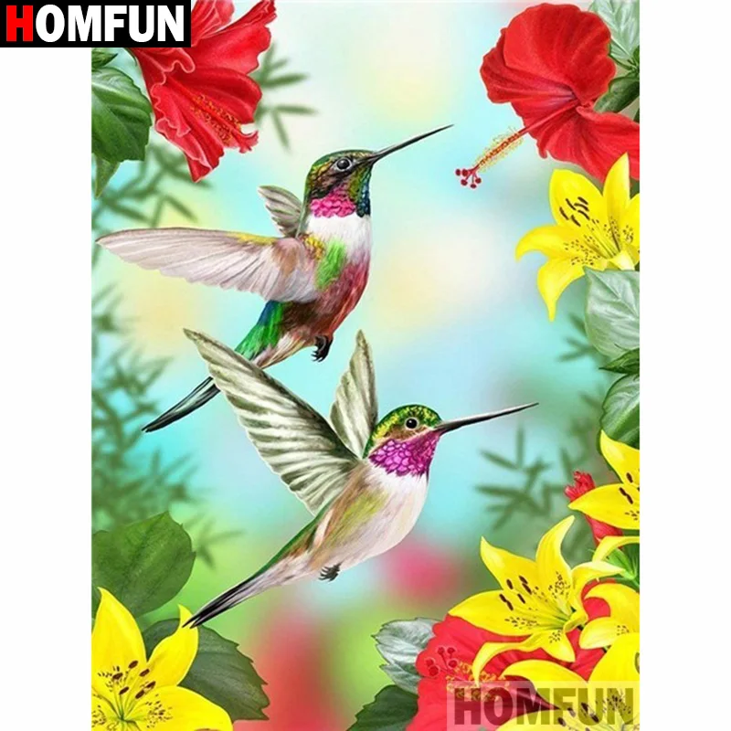 

Алмазная 5d-картина HOMFUN «Птицы и цветы», вышивка крестиком с полными квадратными/круглыми стразами, домашний декор, A19884