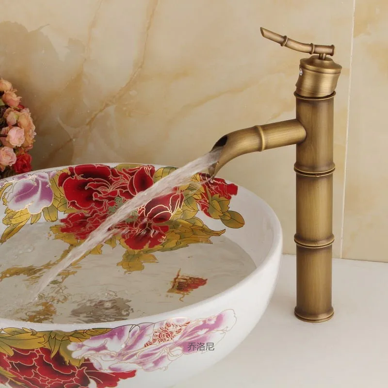 Бамбуковая изогнутая водяная насадка горячая и стандартная раковина для ванной