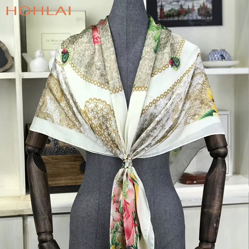 Женский Элегантный квадратный шелковый шарф модная шаль из полиэстера розового