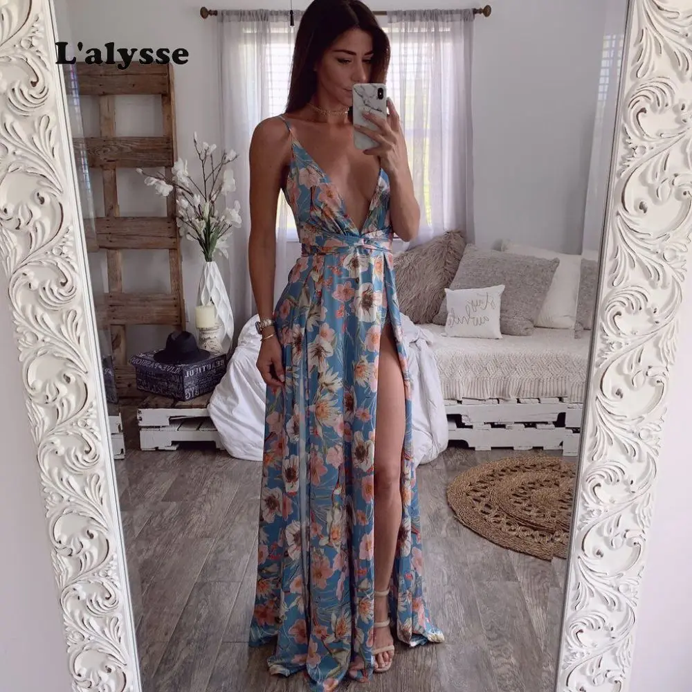 Женское платье без рукавов LALYSSE летнее пляжное длинное вечернее макси с глубоким