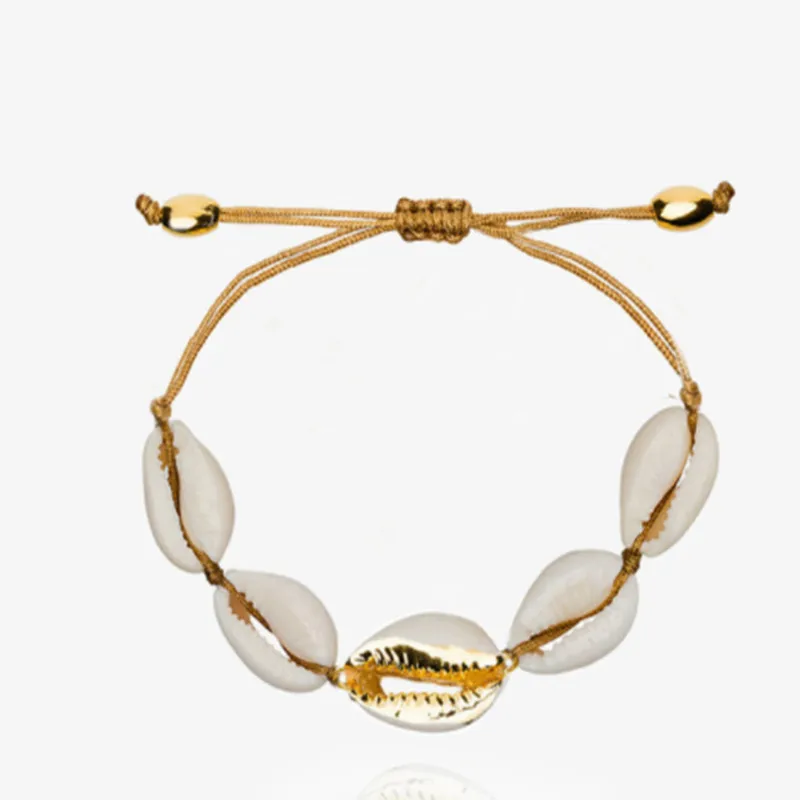 Boho puka shell веревка для браслетов, обработанная воском браслет дружбы рождественские подарки для женщин тибетские ювелирные изделия из натурального золота - Окраска металла: 16