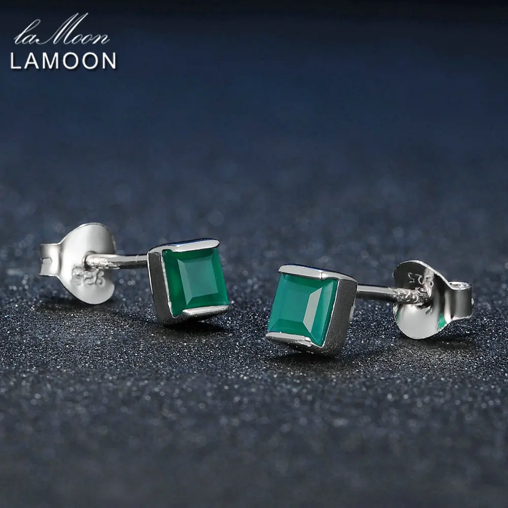 4 мм 0,6x2 ct натуральный зеленый халцедон 925 пробы серебряные Простые серьги-гвоздики ювелирные изделия S925 для женщин LMEI028