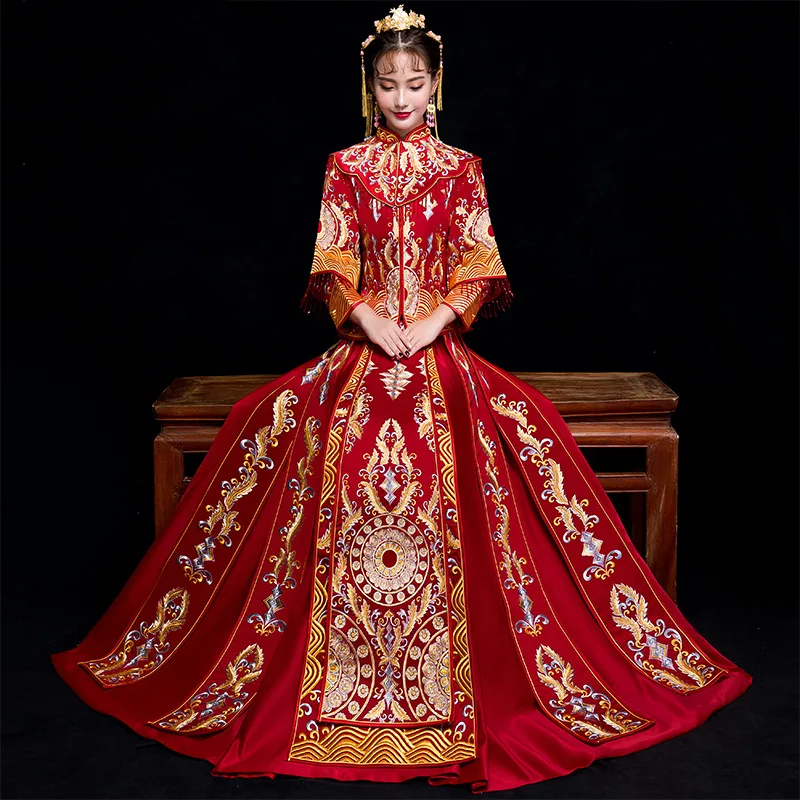 Новое поступление традиционное китайское свадебное платье длинное Ципао ручной