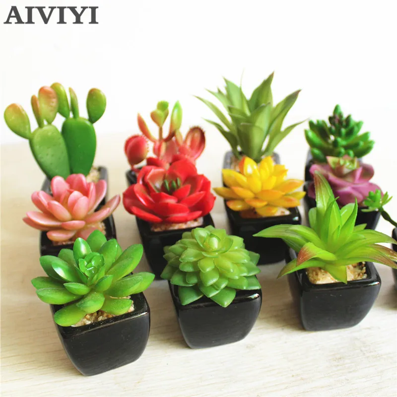 

Foreign trade excellent products mini simulation succulents small black square bonsai home wedding party decoration handmade DIY