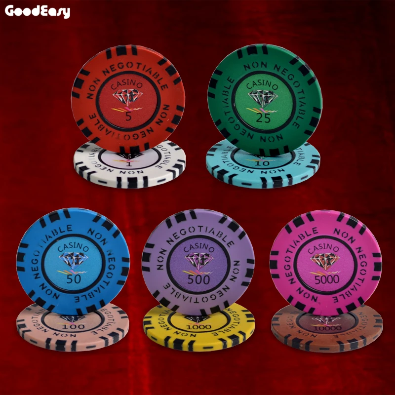 

Casino Diamond Poker Chips Sets Texas 25pcs/lot 45mm Hold'em Poker 13.5/g Clay Composite with Inner Metal Cheap Chips