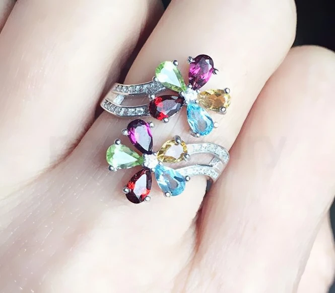 Натуральный цитрин синий топаз гранат фотосеребро 1 шт. кольцо подвеска 0 25 карат *