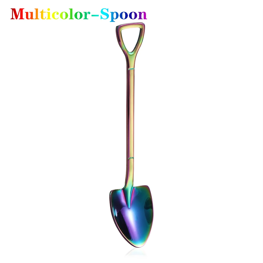Multicolor-Spoon 1 шт., ложка для мороженого из нержавеющей стали, многофункциональная ложка, вилка с длинной ручкой, инструменты для кофе, мороженого, кухонные аксессуары - Цвет: Multicolor-Spoon