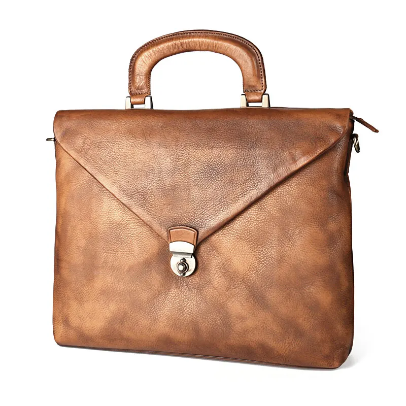 Мужская деловая сумка из натуральной кожи с мягкой ручкой