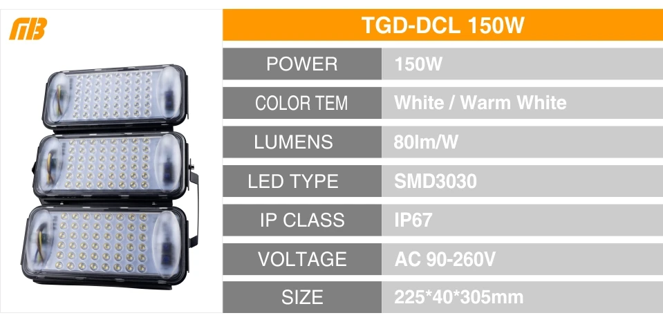 LED SMD3030 Floodlight 50W 100W 150W 200W 300W Outdoor Lighting AC90-265V IP67 CE For Square Garden Garage Wall Lamp Spotlight