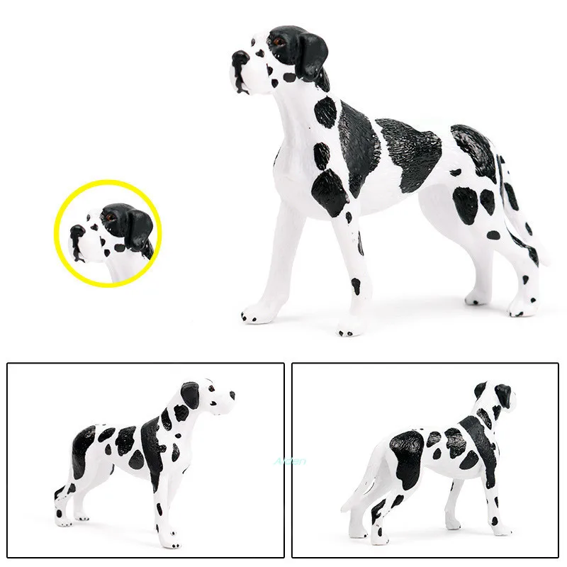 

3" Cute Puppy Statue Simulation Great Dane The family dog ABS Home Decor t Action Figure Collectible Model Toy OPP 8CM L279