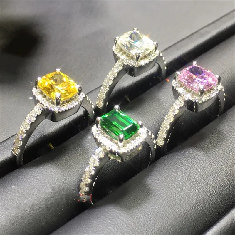 Камень кольцо 925 пробы Серебряная Подушка cut 3ct AAAAA Циркон cz обручальное кольца для