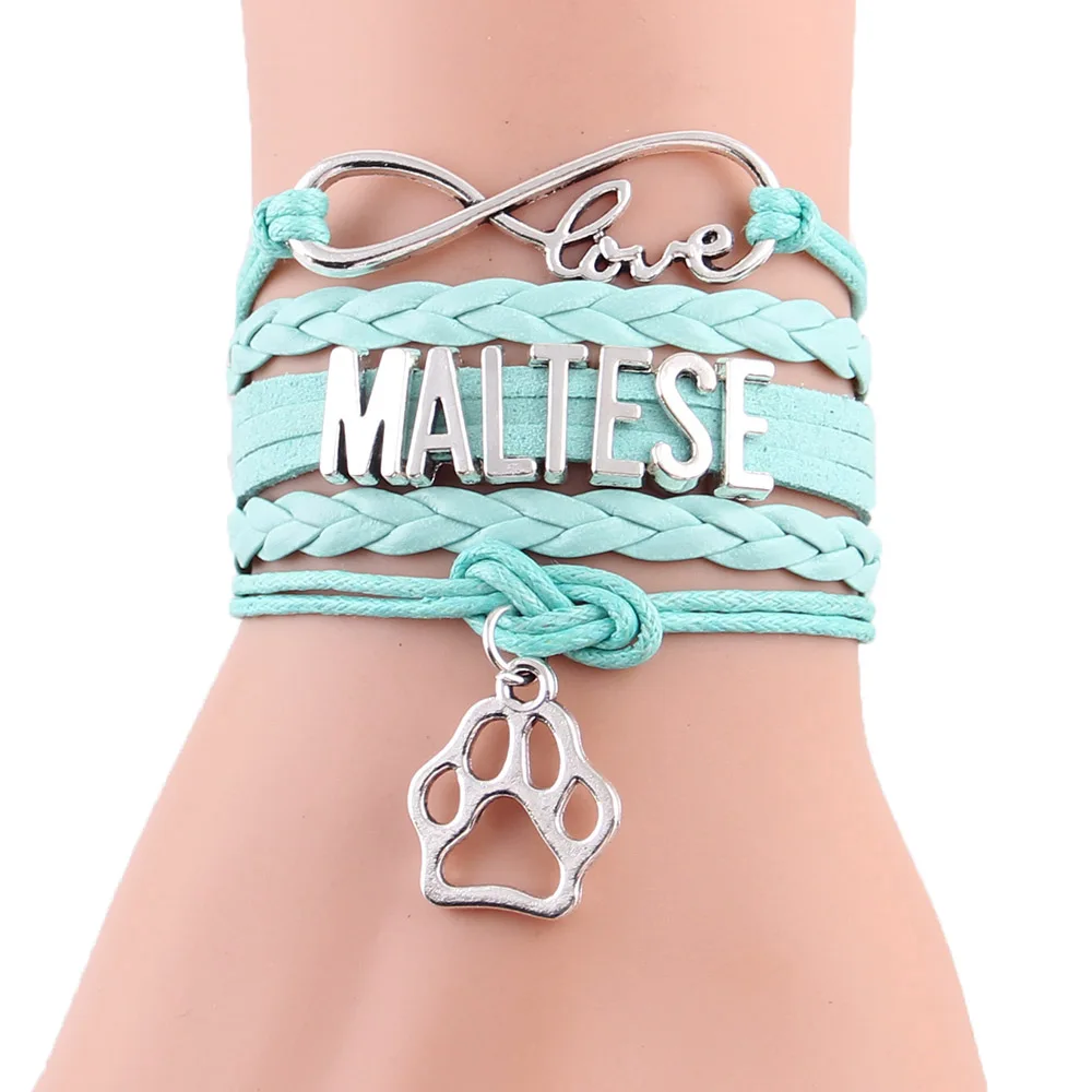 Браслет Infinity love Maltese для женщин и мужчин украшение из искусственной кожи в виде