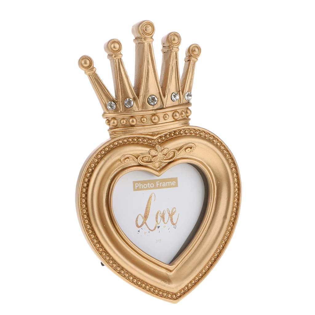 Heart-Shape 3 Inch Золотая Корона Смола картина фоторамка барокко роскошный стиль домашний декор - Цвет: Heart-Shape 3 Inch