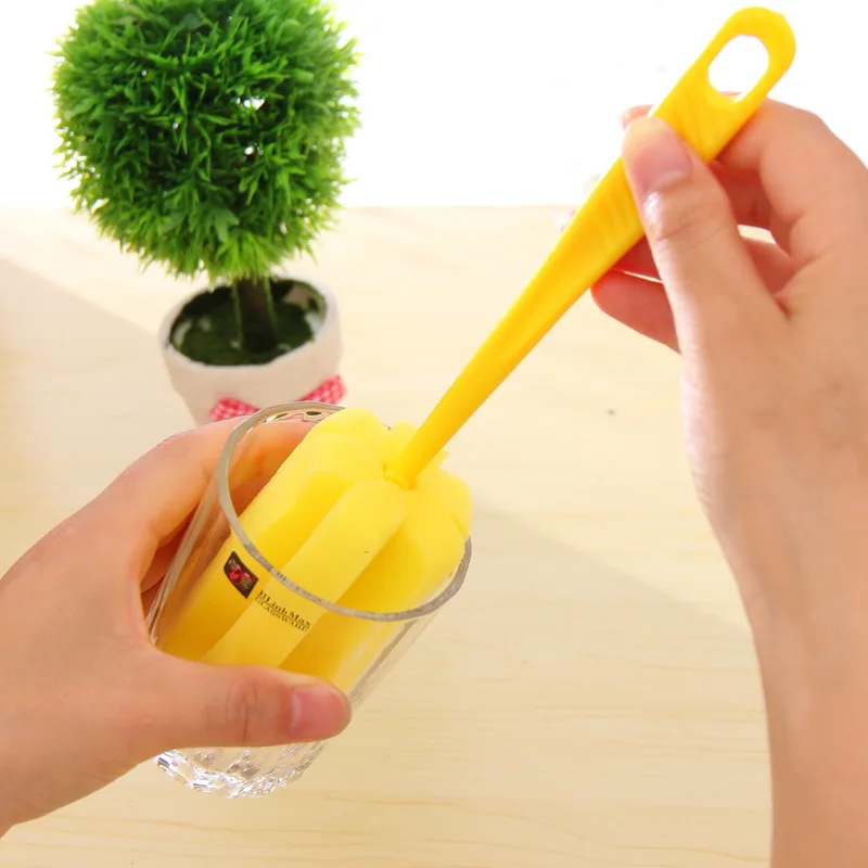 Cleaning Brushes Long handle sponge Crush Bathroom kitchen Tool for Washing Bottle Coffe Tea Glass Cup | Дом и сад