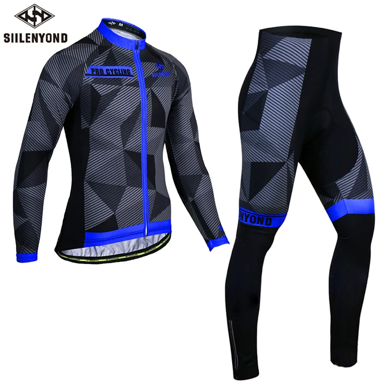 Cycling Set Siilenyond Pro ударопрочный Комплект Джерси для велоспорта MTB велосипедная одежда с длинным рукавом горная одежда для езды на велосипеде костюм - Цвет: Cycling Set