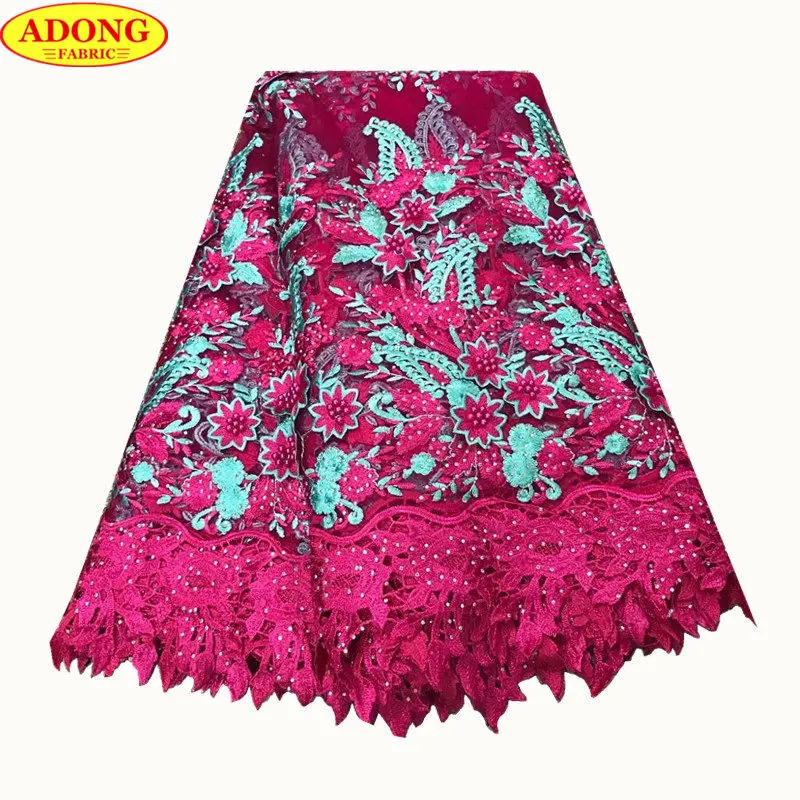 ADONG Fashion French Lace Fabric with Beads African Guipure 2018 Stones Embroidery For Wedding Dress Clothes | Дом и сад