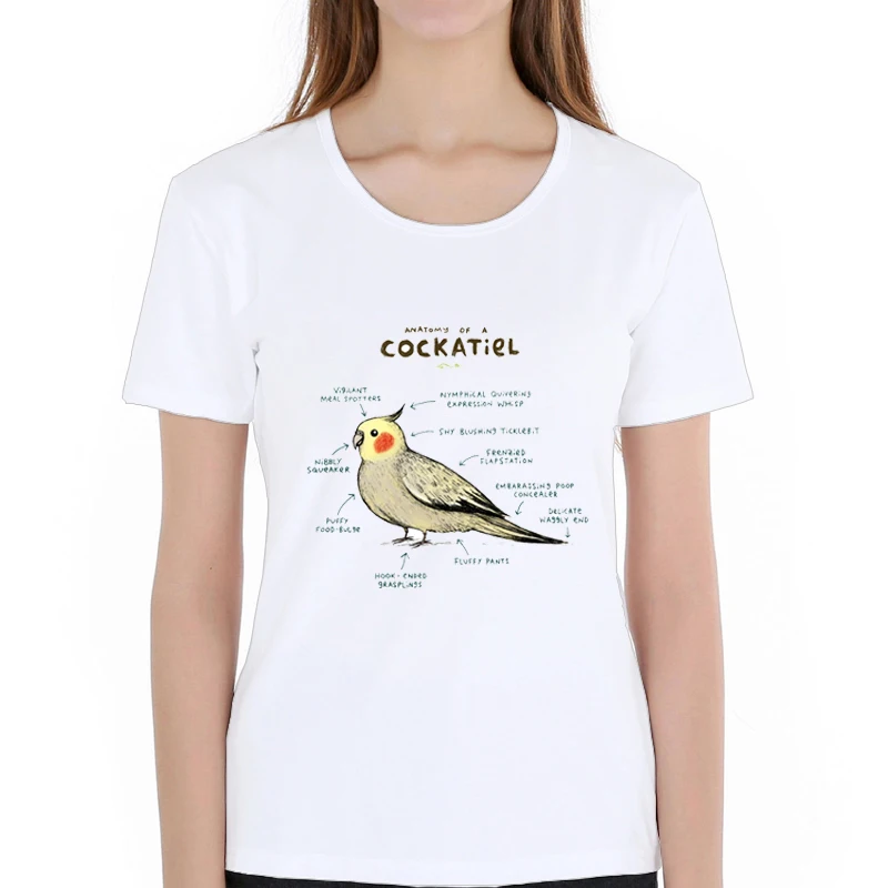 2019 Cockatiel T-Shirt Summer women's Casual Letters Printed T Shirt High Quality Short Sleeve Tops Tee Clothes | Женская одежда